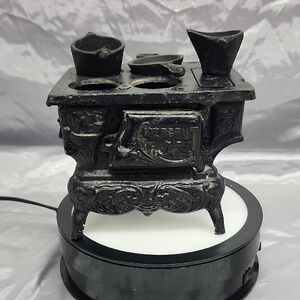 Vintage Crescent Cast Iron Toy Stove w Pots Skillet Griddle Miniature Set